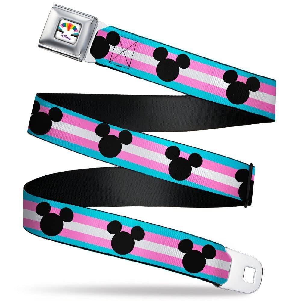 9912 Disney Belt, Seatbelt Buckle Belt, Mickey Mouse Ears Icon Transgender